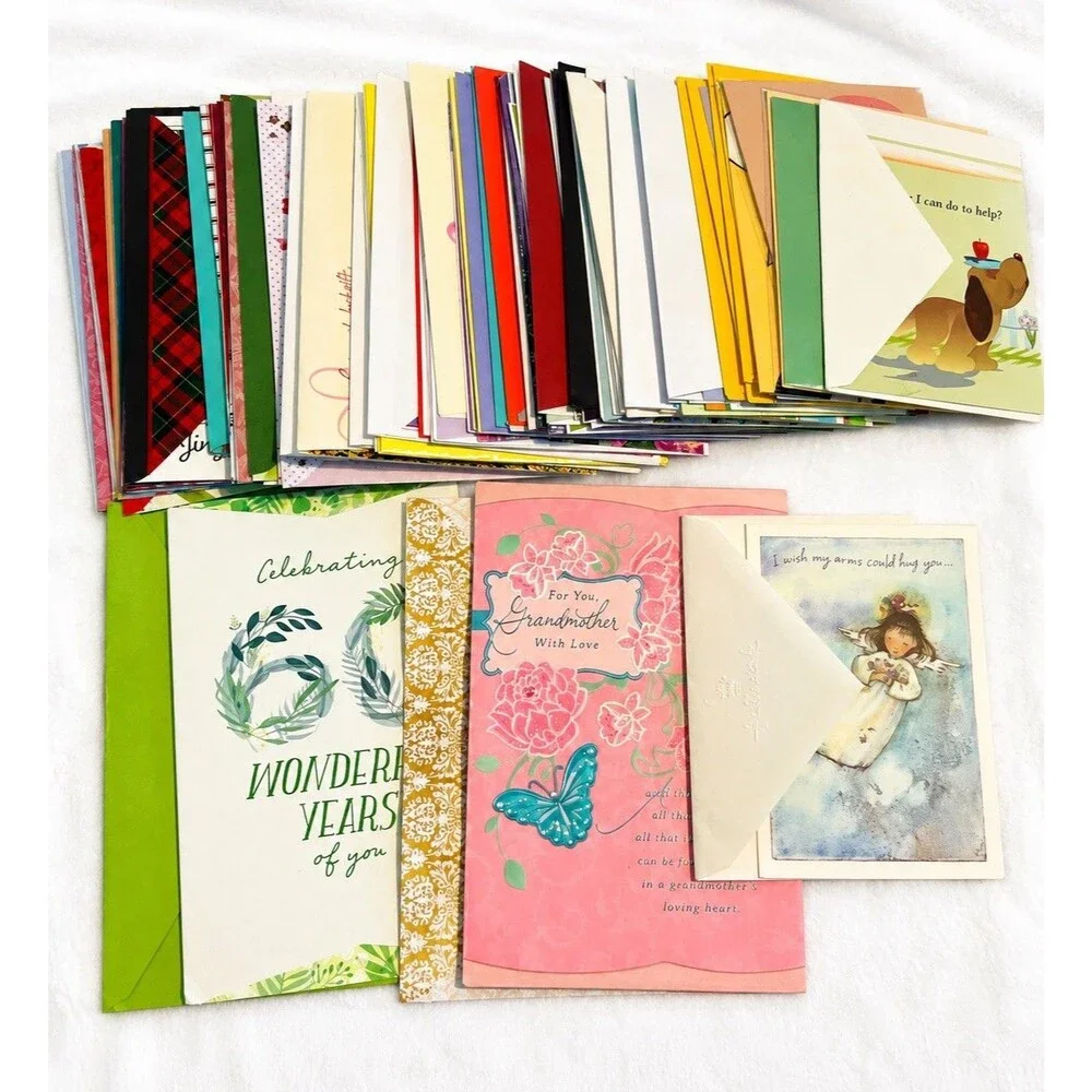 130+ Unused Greeting Card Lot 90+ w Envelopes Hallmark Mixed Occasion
